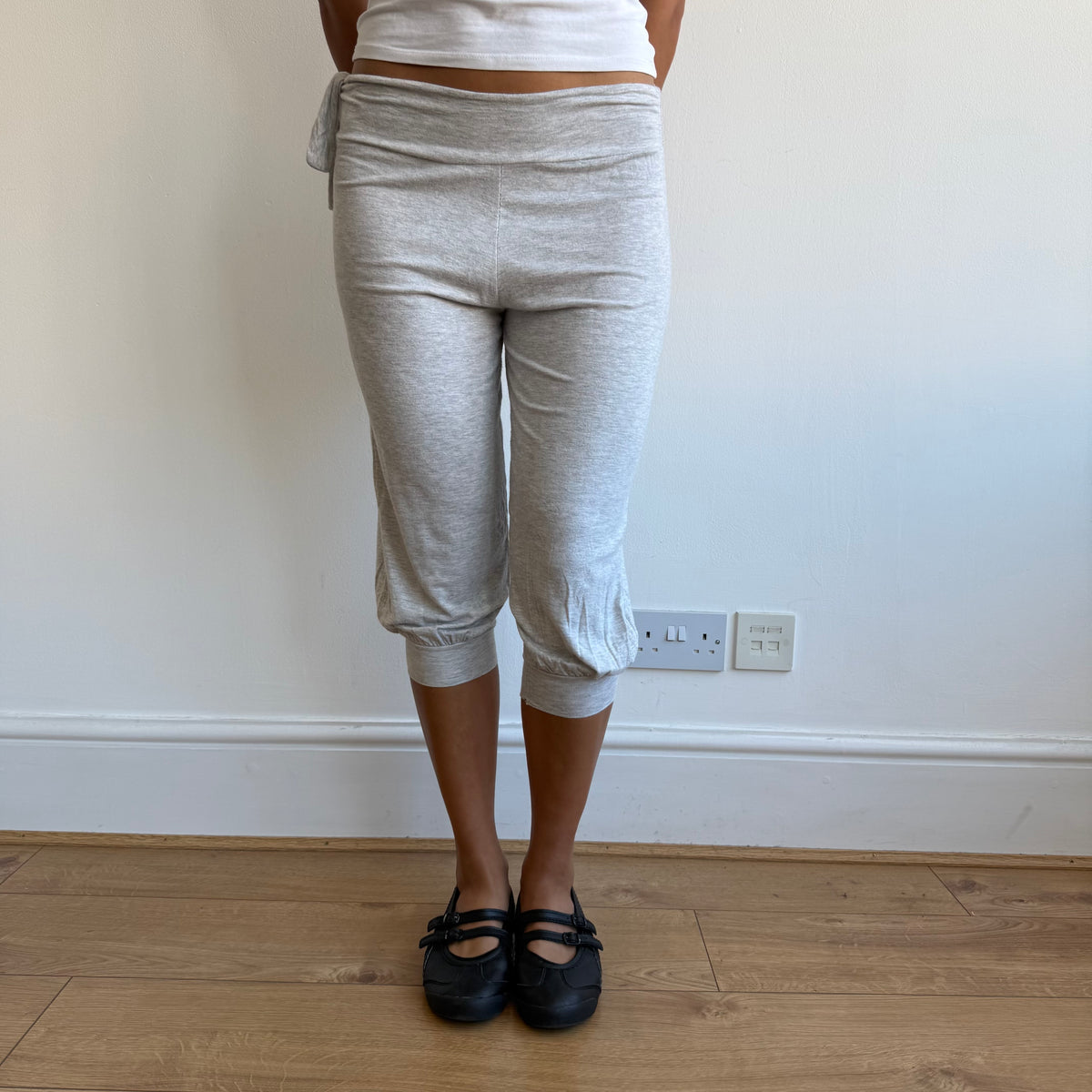 Grey tie waist bubble capris - Size XS