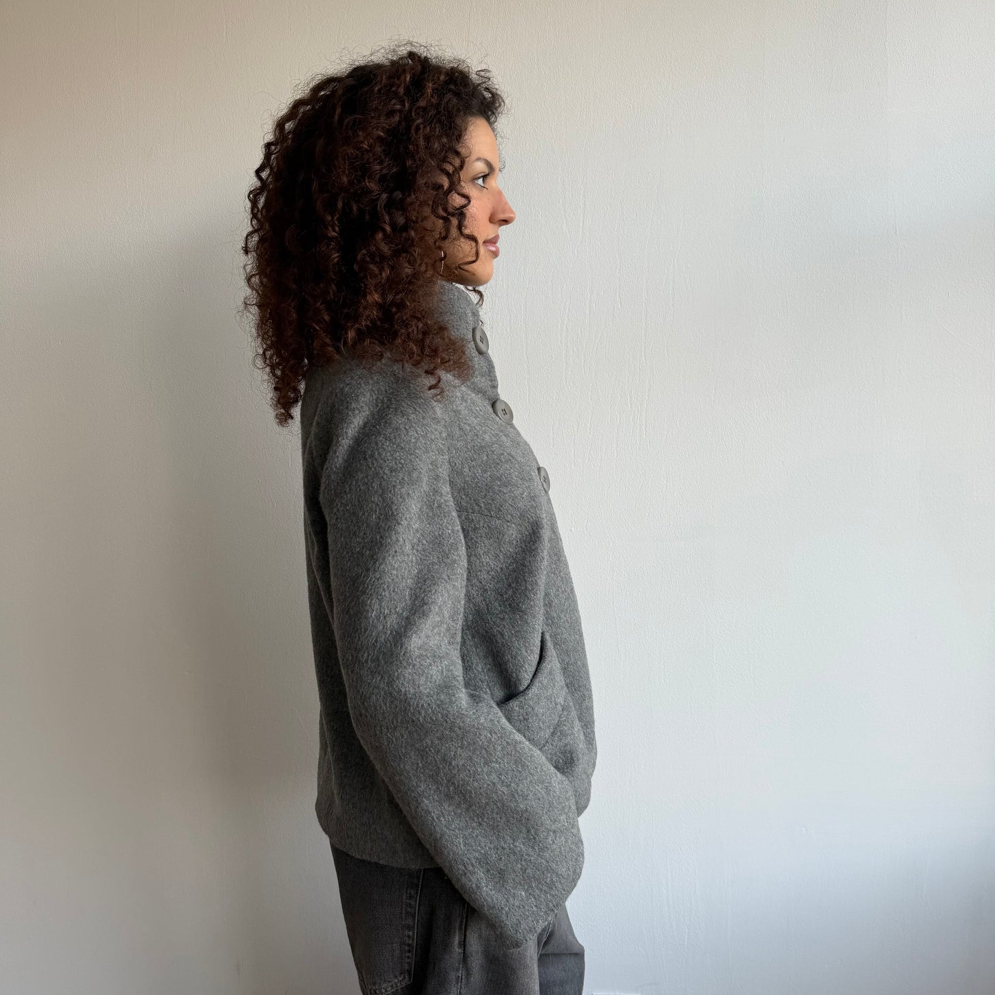 Grey wool peacoat - Size M