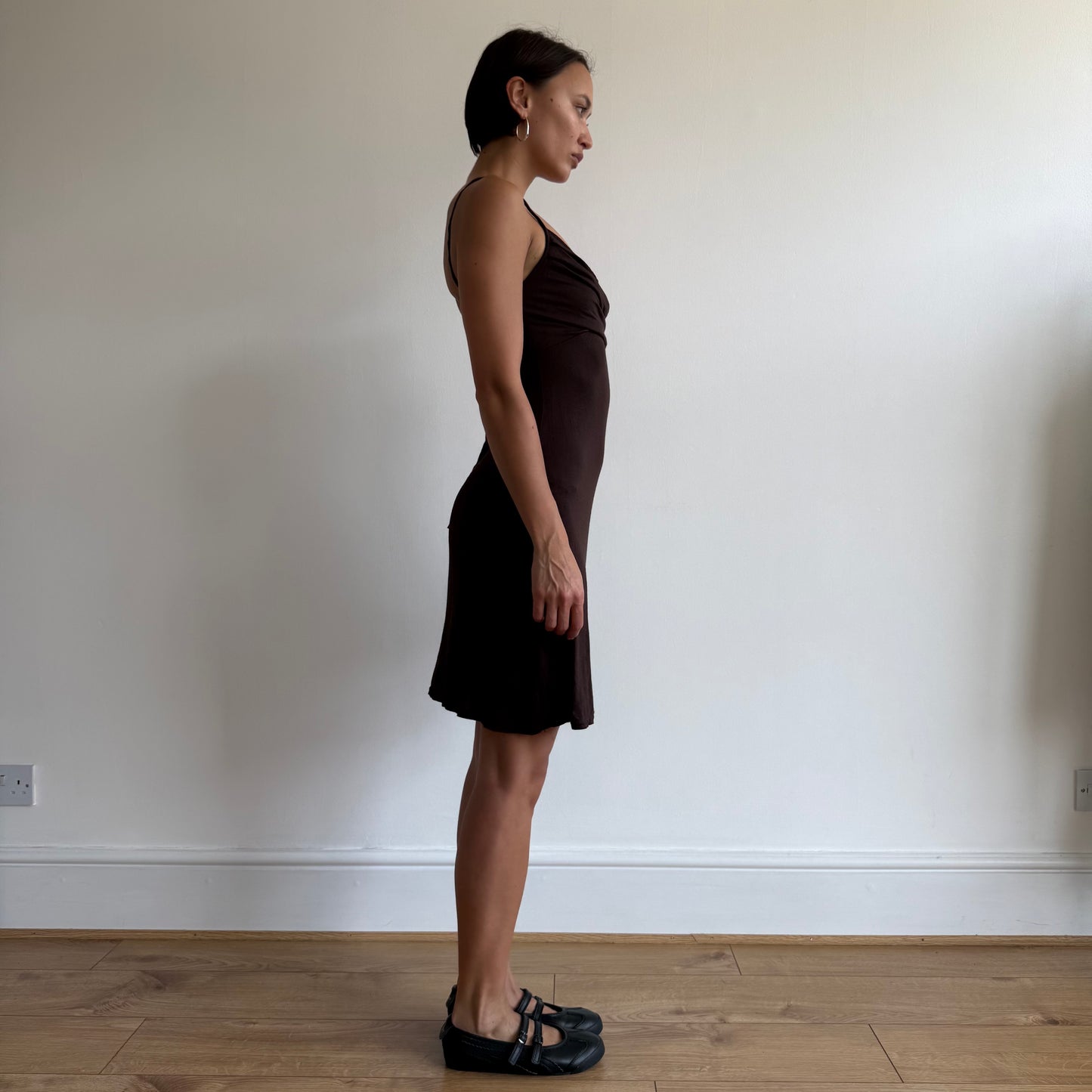 Brown cowl neck tie dress - Size S