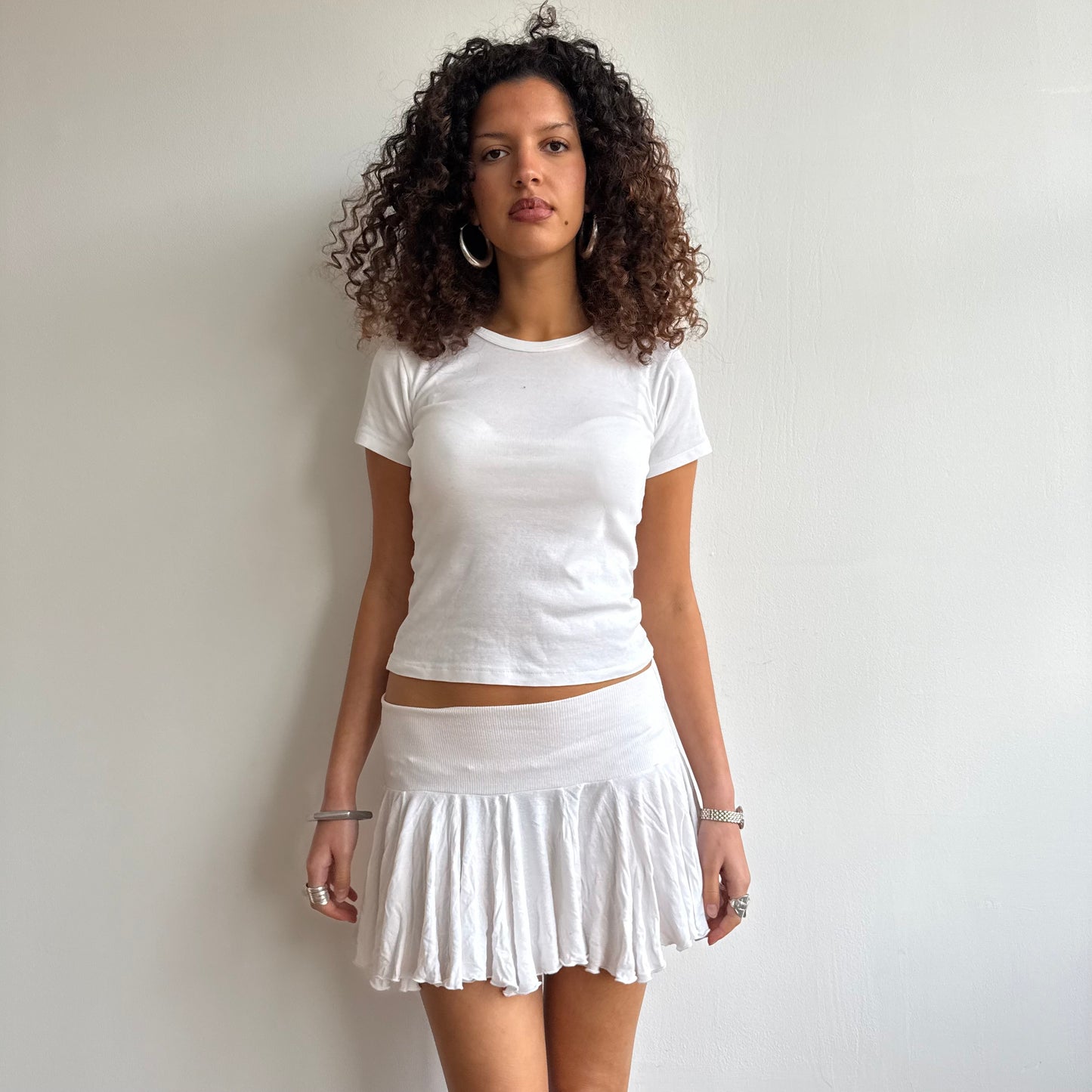 White ruffle mini skirt - Size S