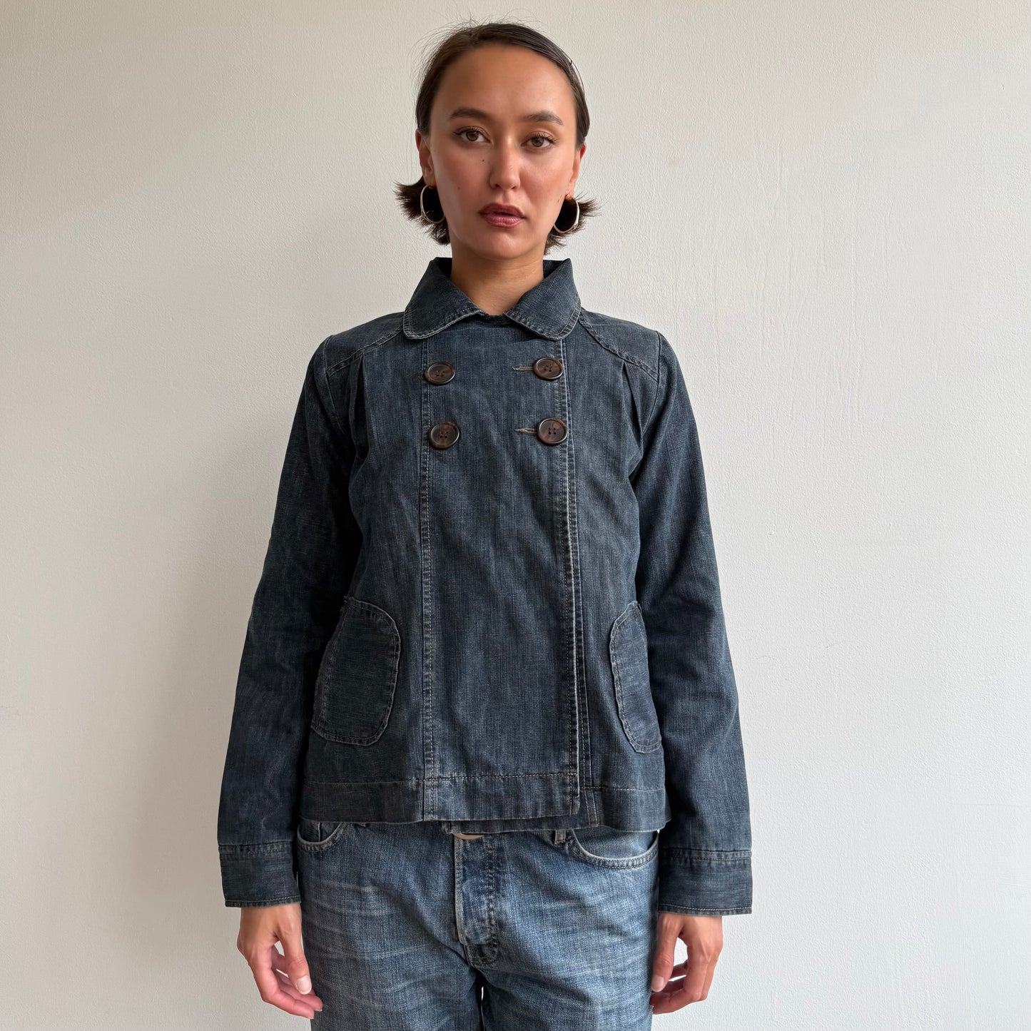 Denim long sleeve peacoat - Size M