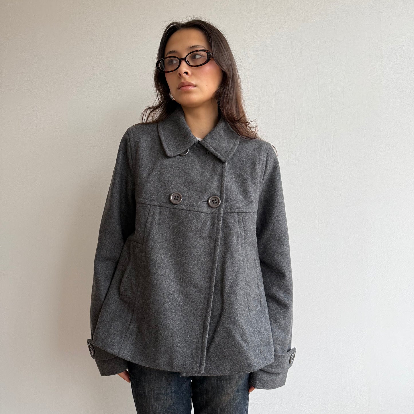 Dark grey peacoat - Size M