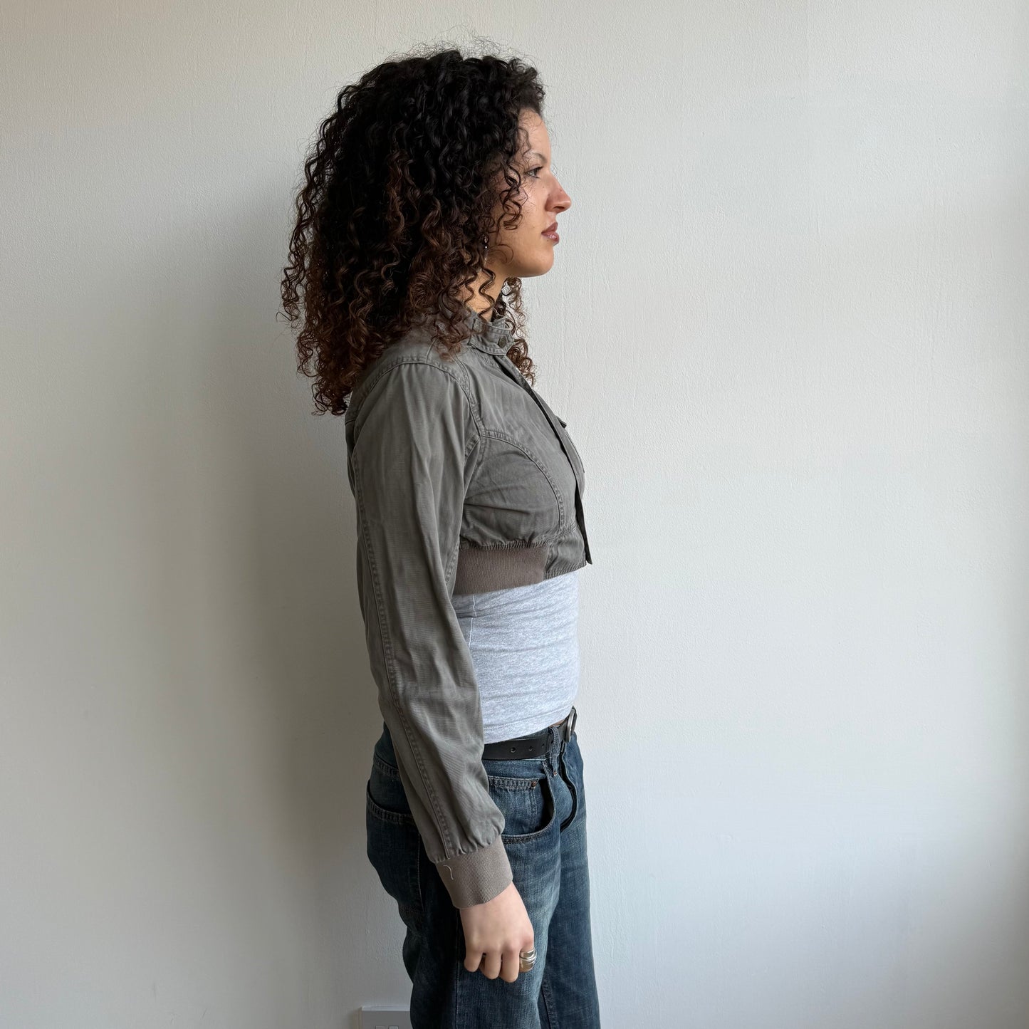 Khaki cargo cropped jacket - Size M