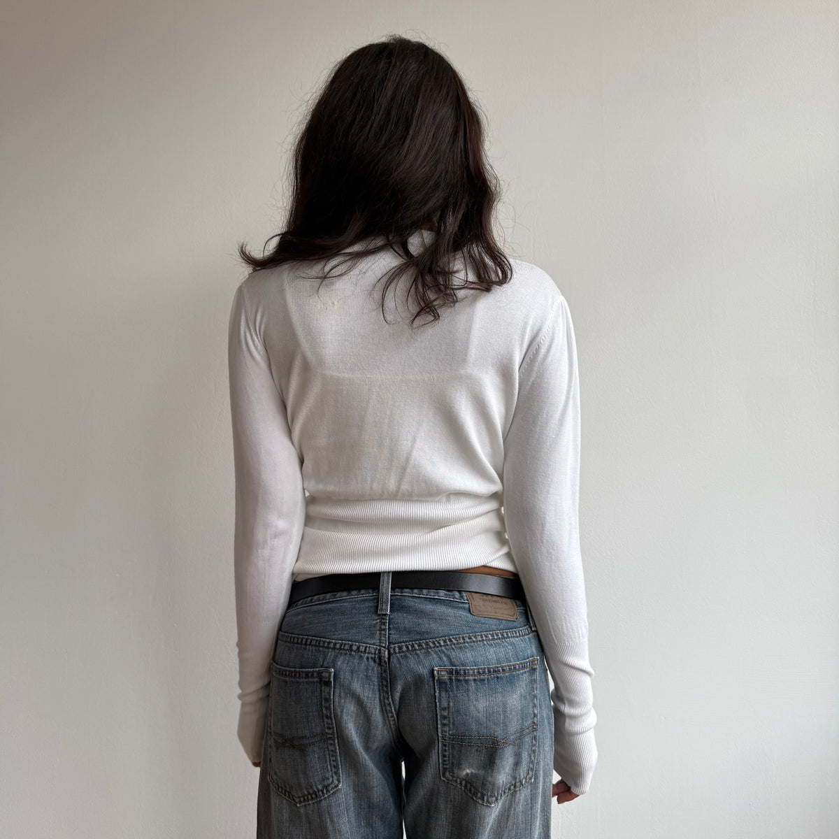 White v neck knit jumper - Size S