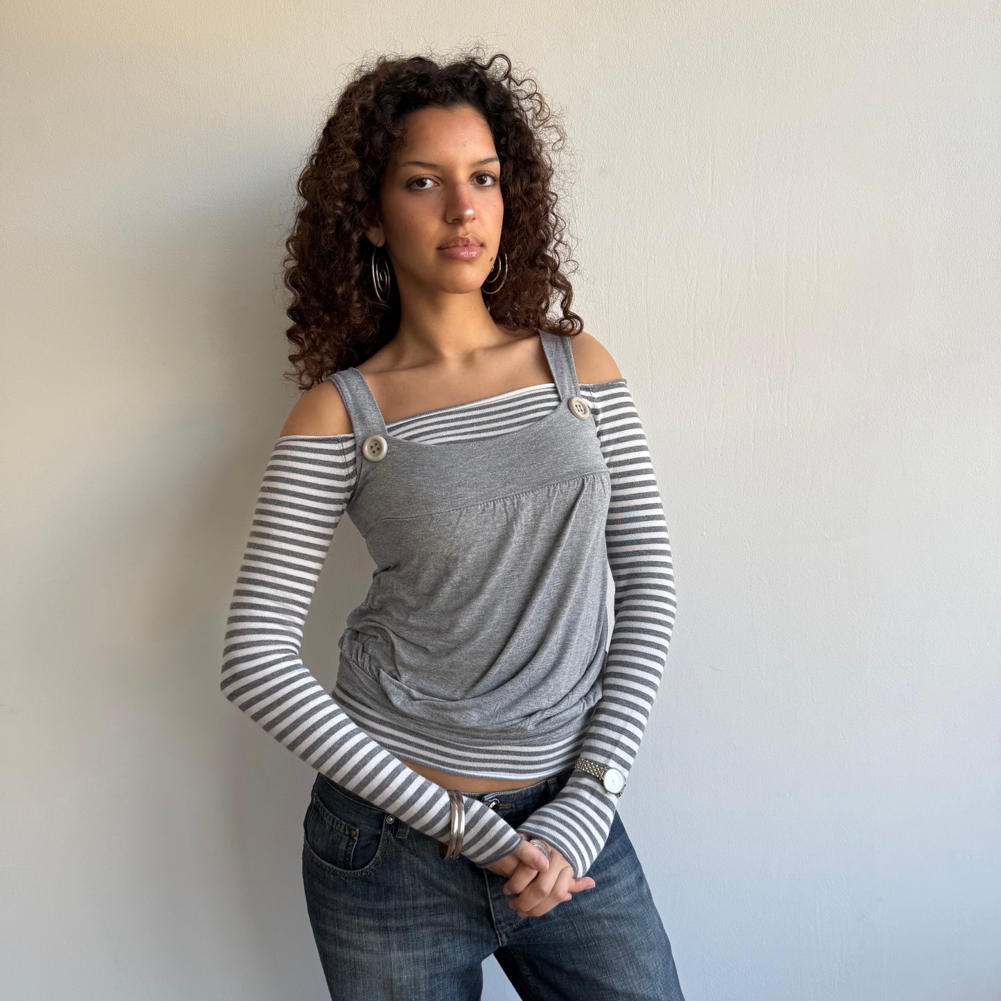 Grey button cami - Size S