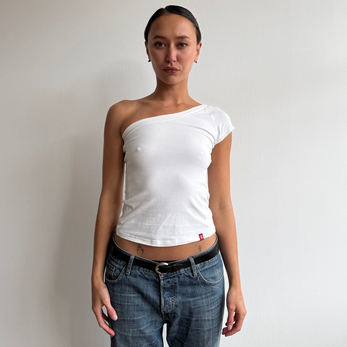 White one shoulder top - Size S