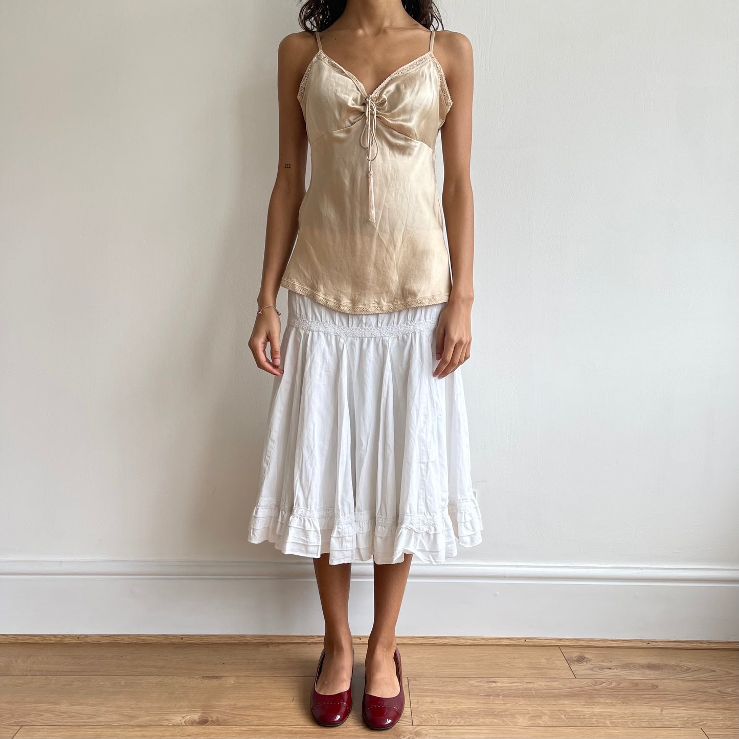 Gold silk cami top - Size S