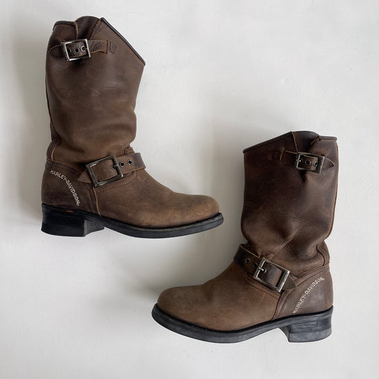 Brown Harley Davidson boots - Size UK5