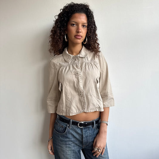 Beige 3/4 sleeve swing coat - Size S