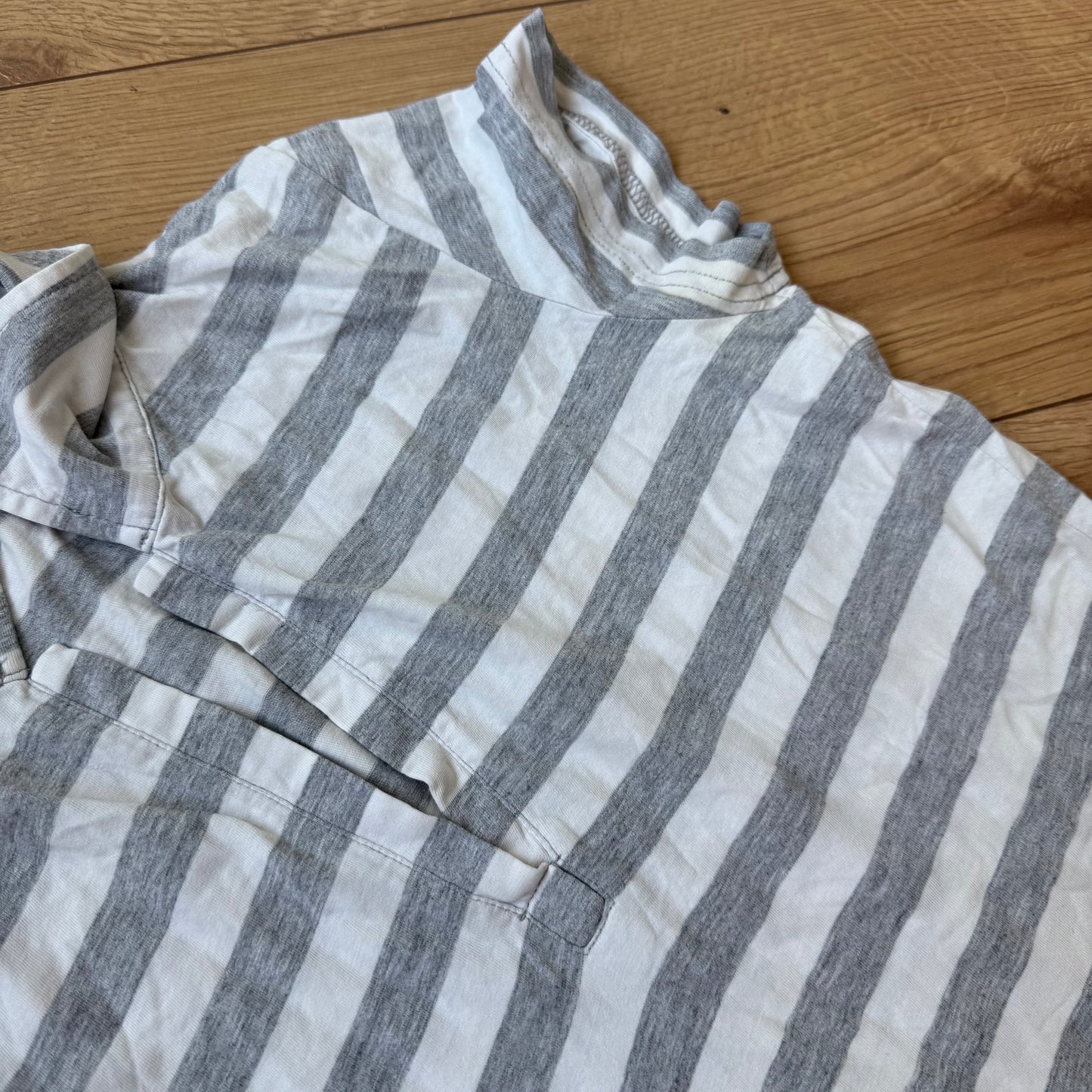 Grey + white stripe polo - Size S + M
