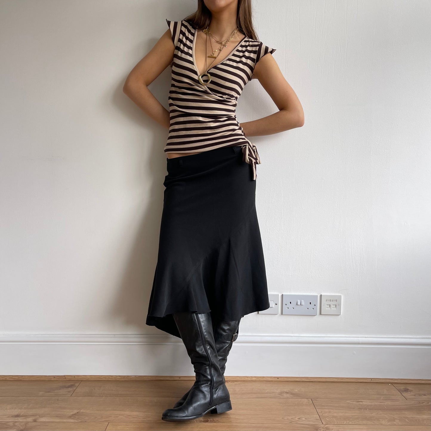 Brown and beige stripe top - Size S