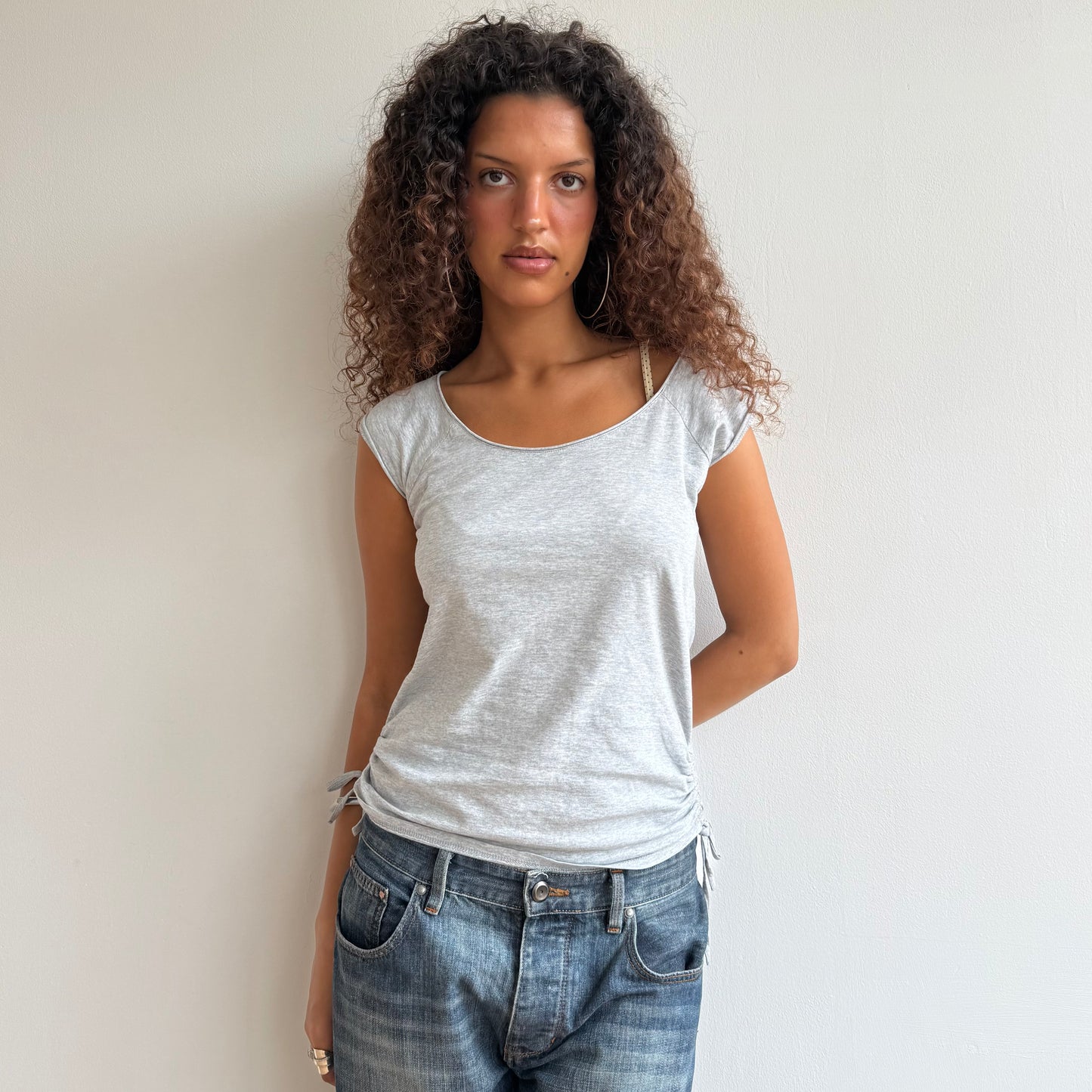 Grey ruched side tshirt - Size M