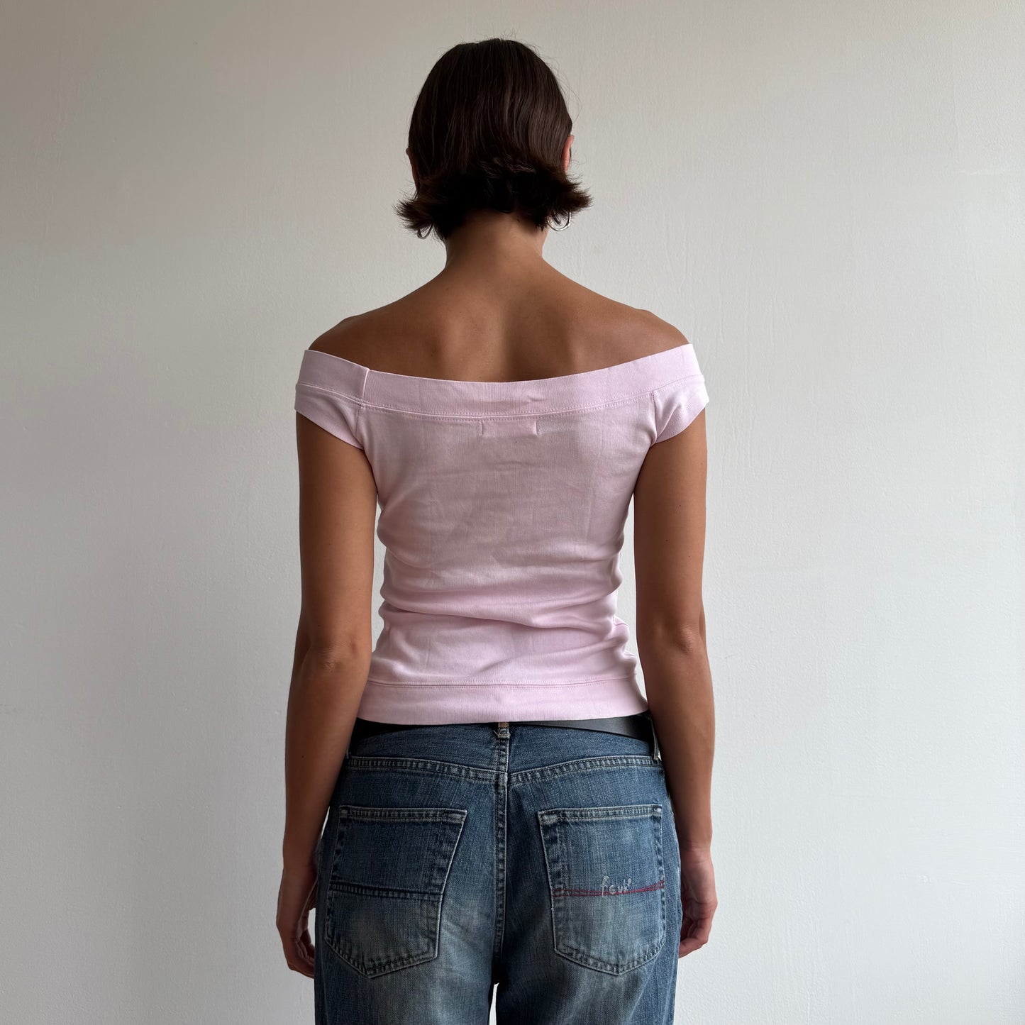 Baby pink Bardot baby tee - Size S/M