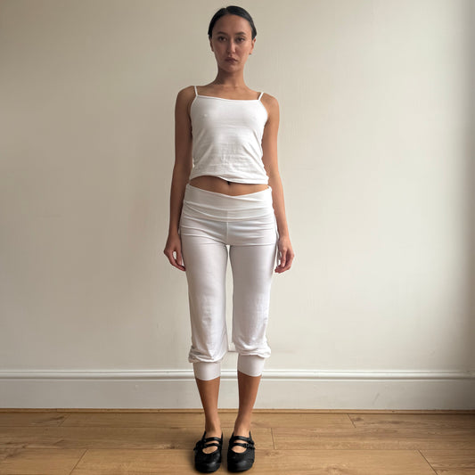 White adjustable ruched capris - Size S