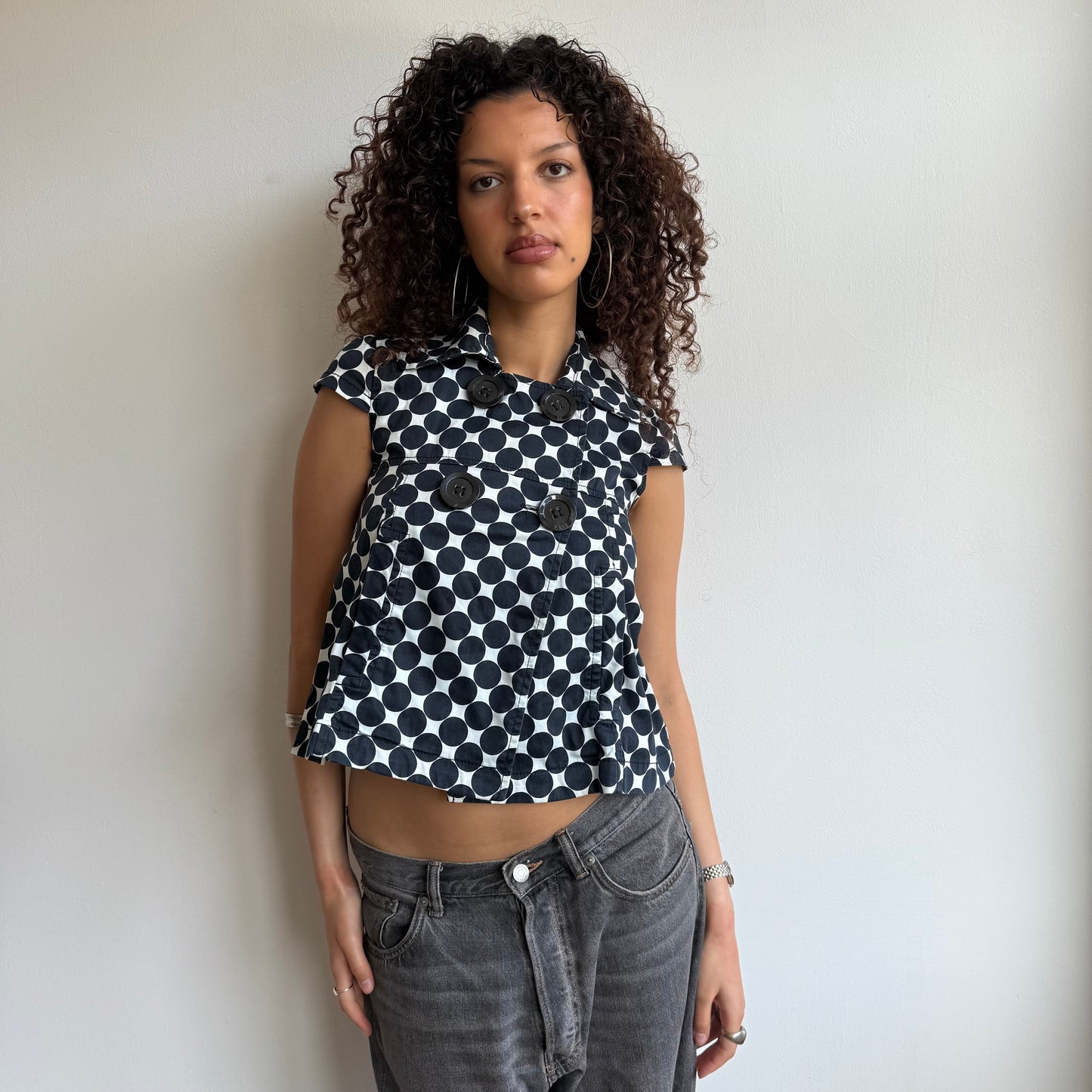 Polka dot short sleeve peacoat - Size S