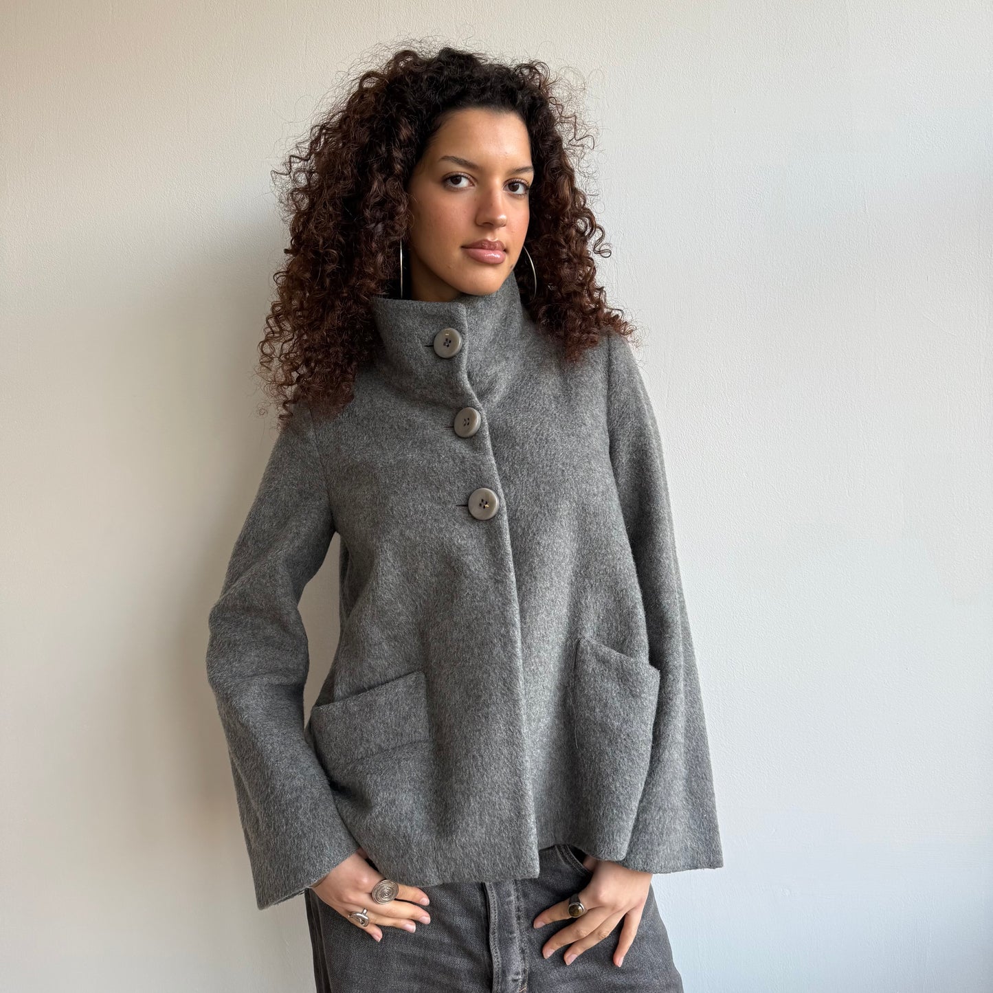 Grey wool peacoat - Size M