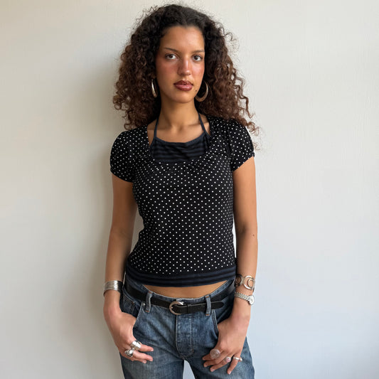 Polka dot striped halter top - Size S