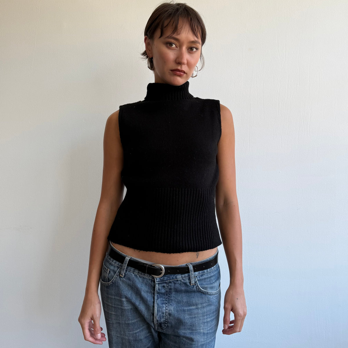 Black sleeveless knit jumper - Size S