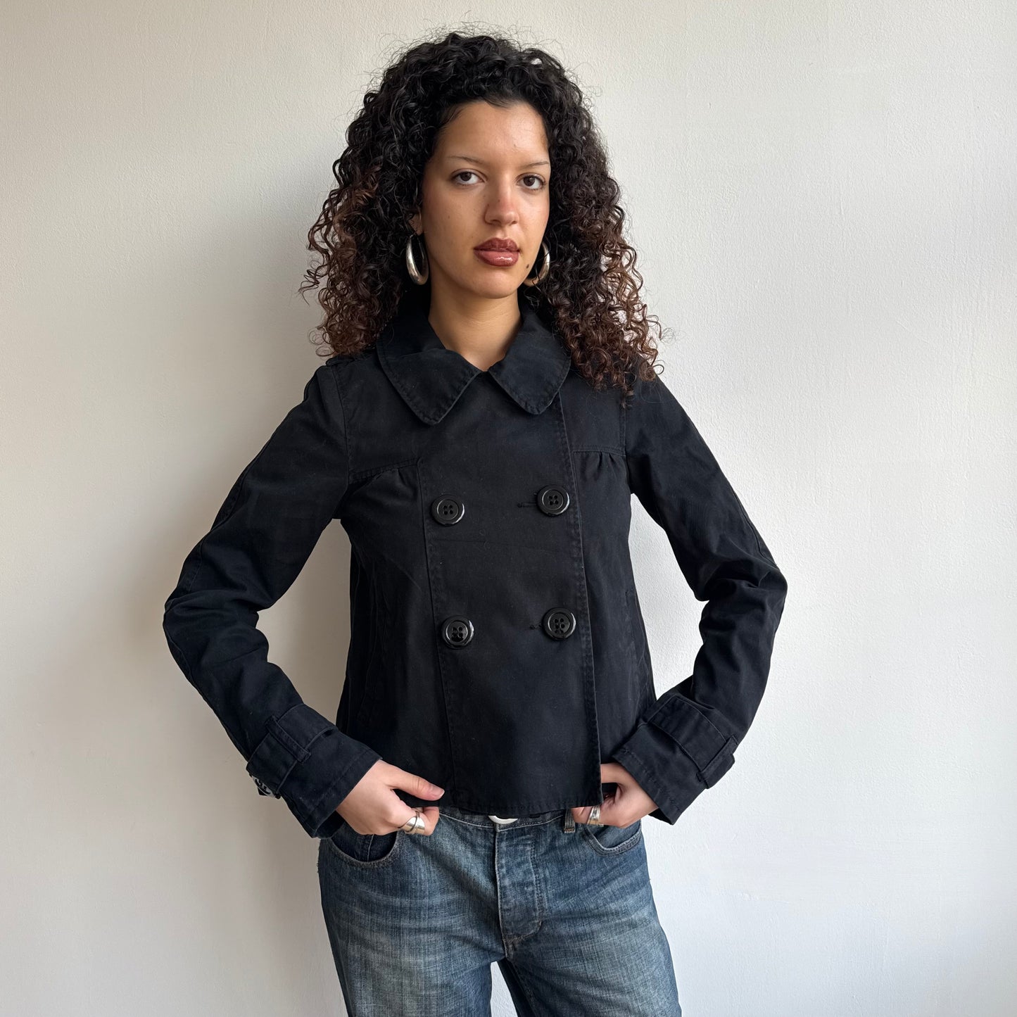Black double breasted peacoat - Size M