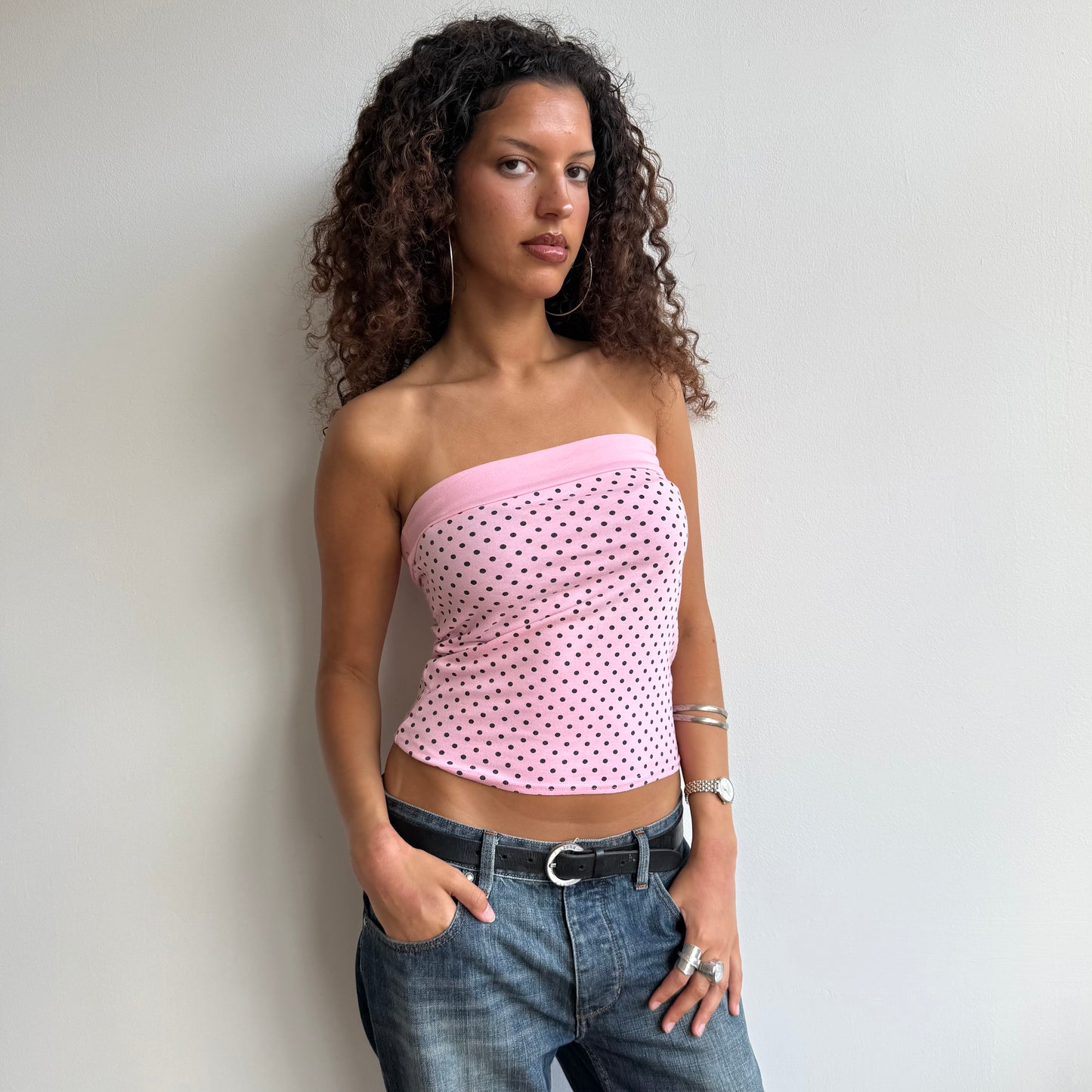 Pink polka dot bandeau - Size M