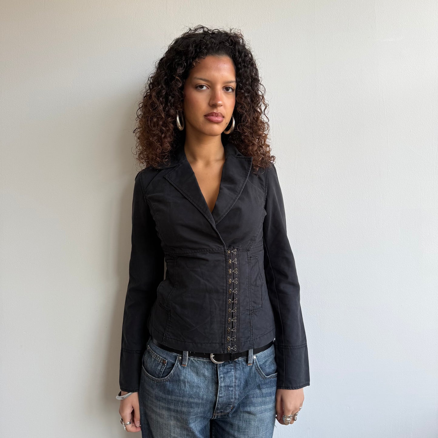 Black hook eye jacket - Size S/M
