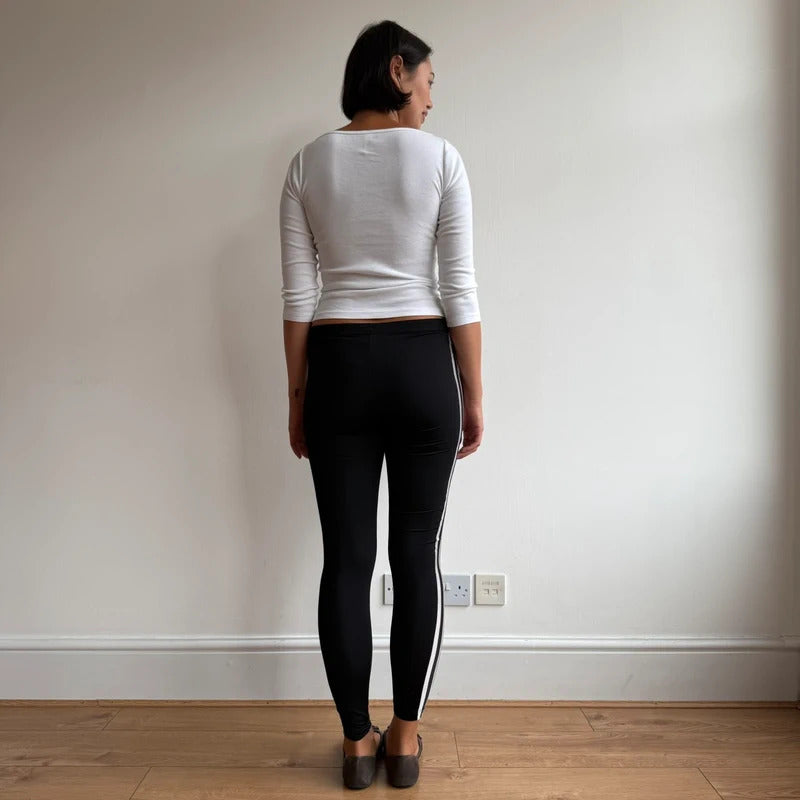Black Adidas side stripe leggings - Size S