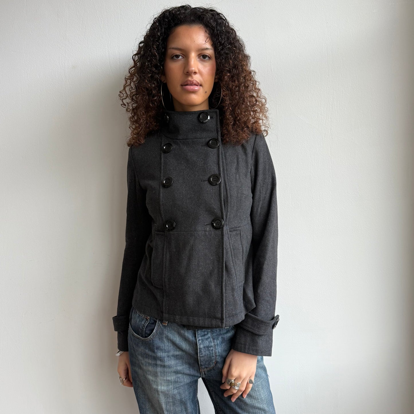 Charcoal grey peacoat - Size M