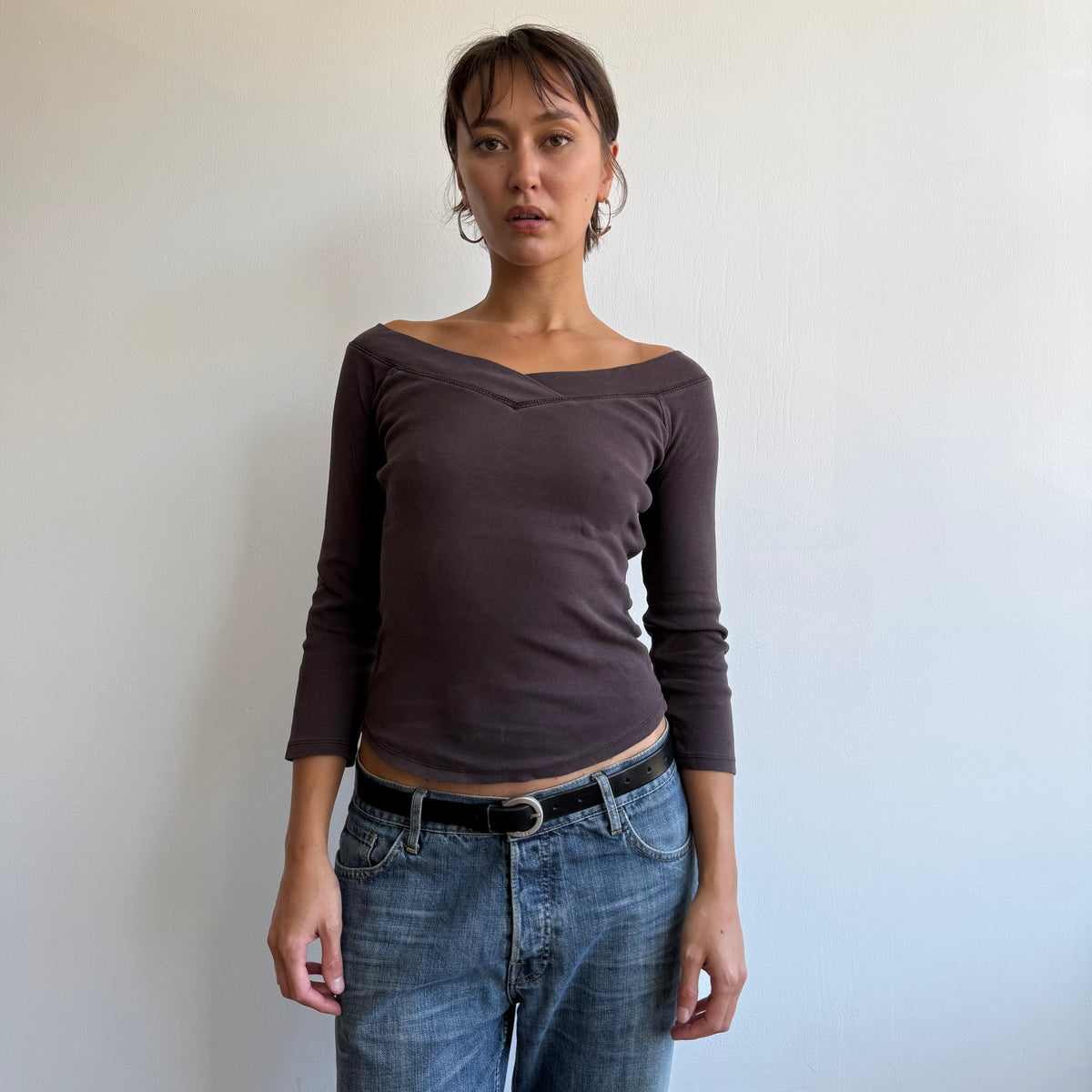 Brown 3/4 sleeve top - Size S