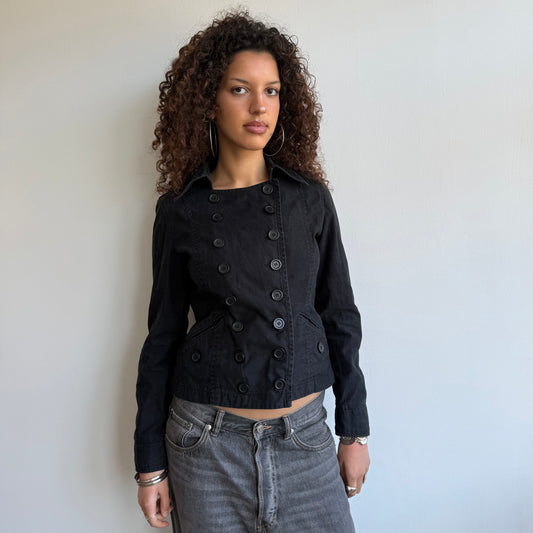 Black double breasted peacoat - Size S/M