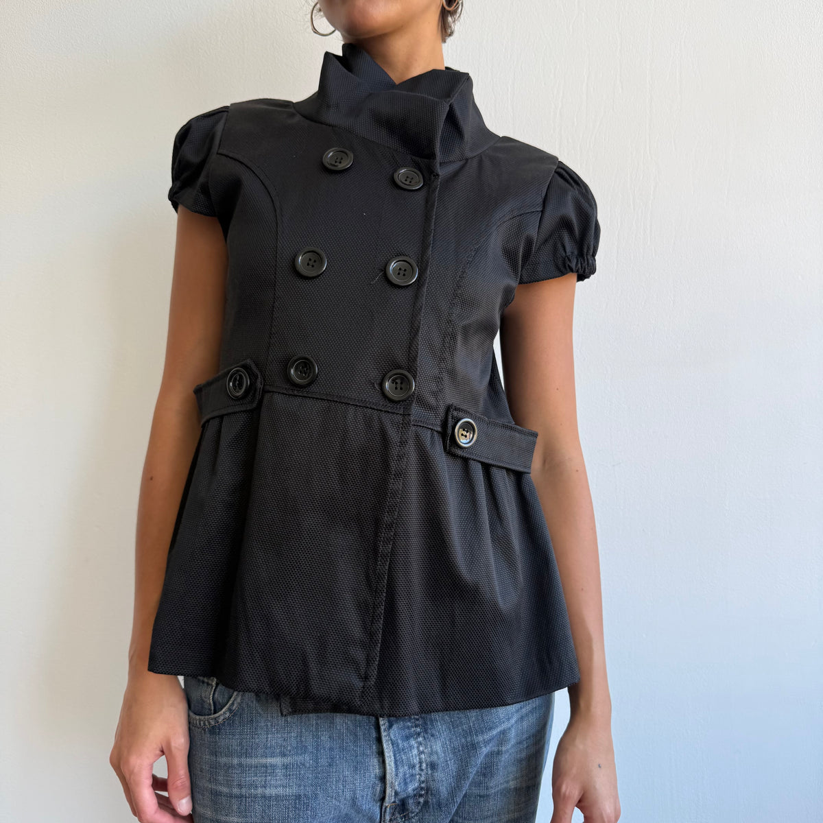 Black double breasted peacoat - Size L