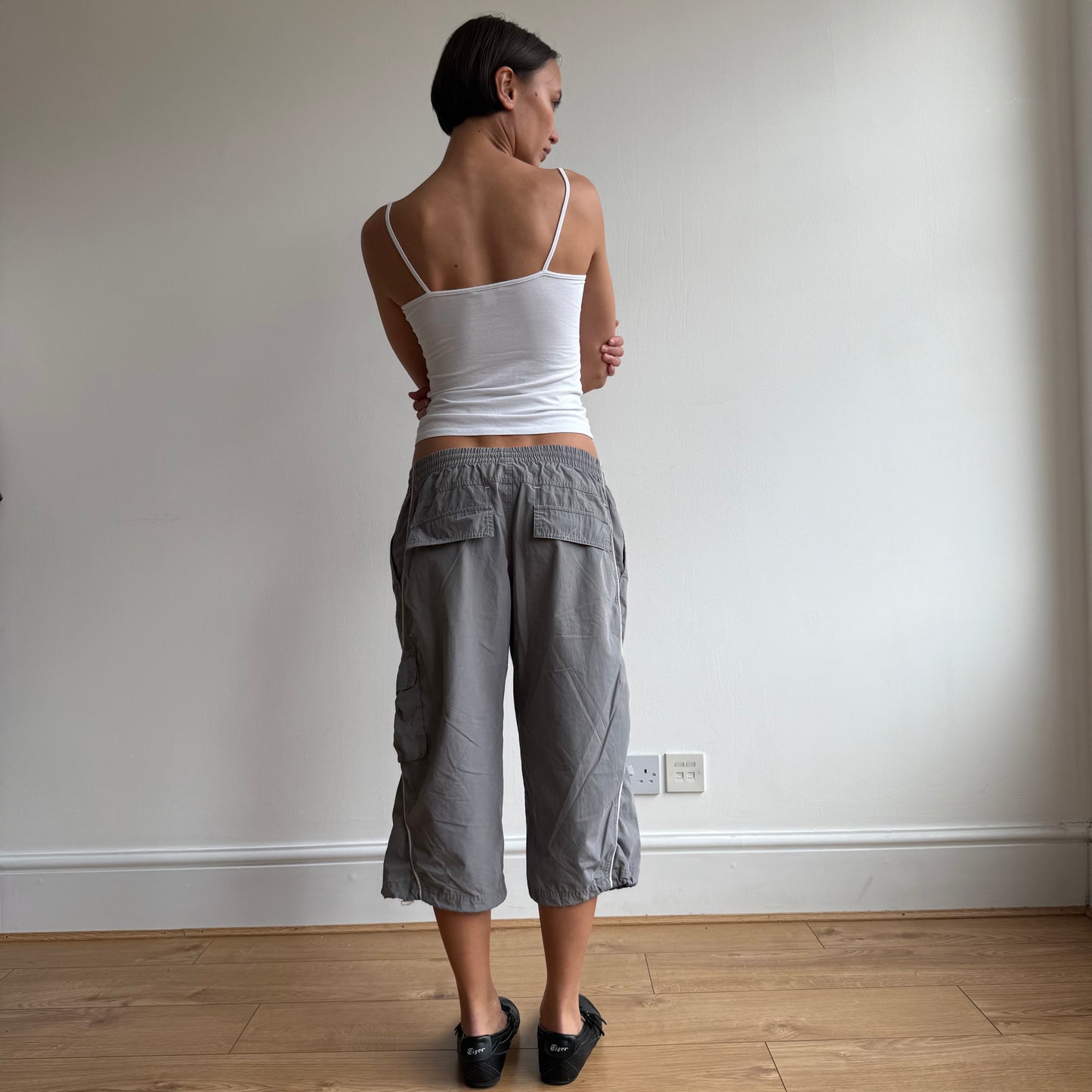 Grey Adidas pocket cargo capris - Size S/M