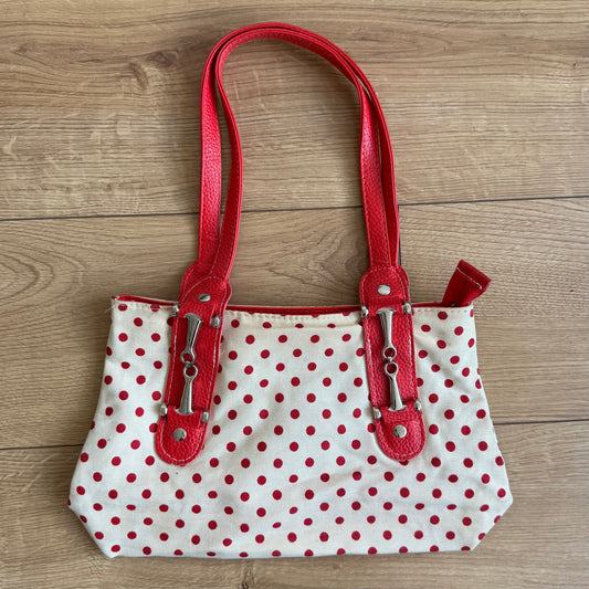 Red polka dot bag