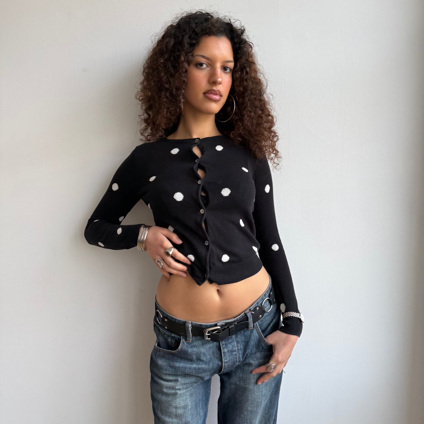 Black polka dot cardigan - Size S