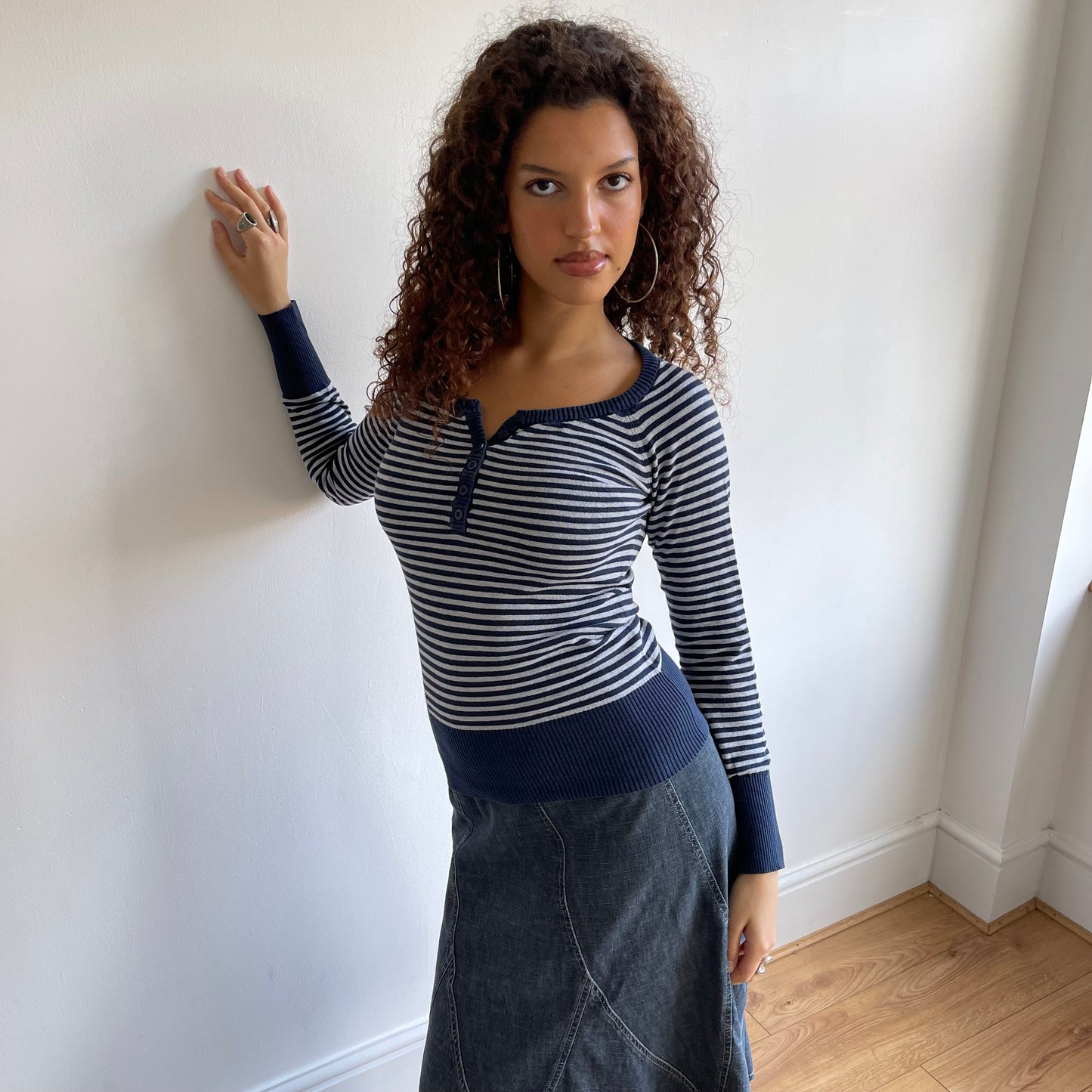 Blue stripe knit top - Size S
