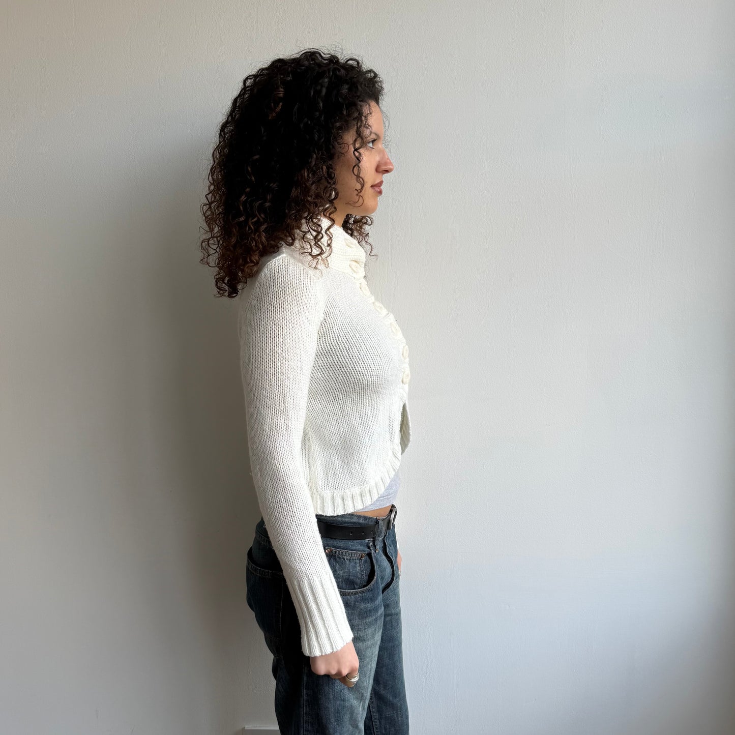 Cream button knit - Size S