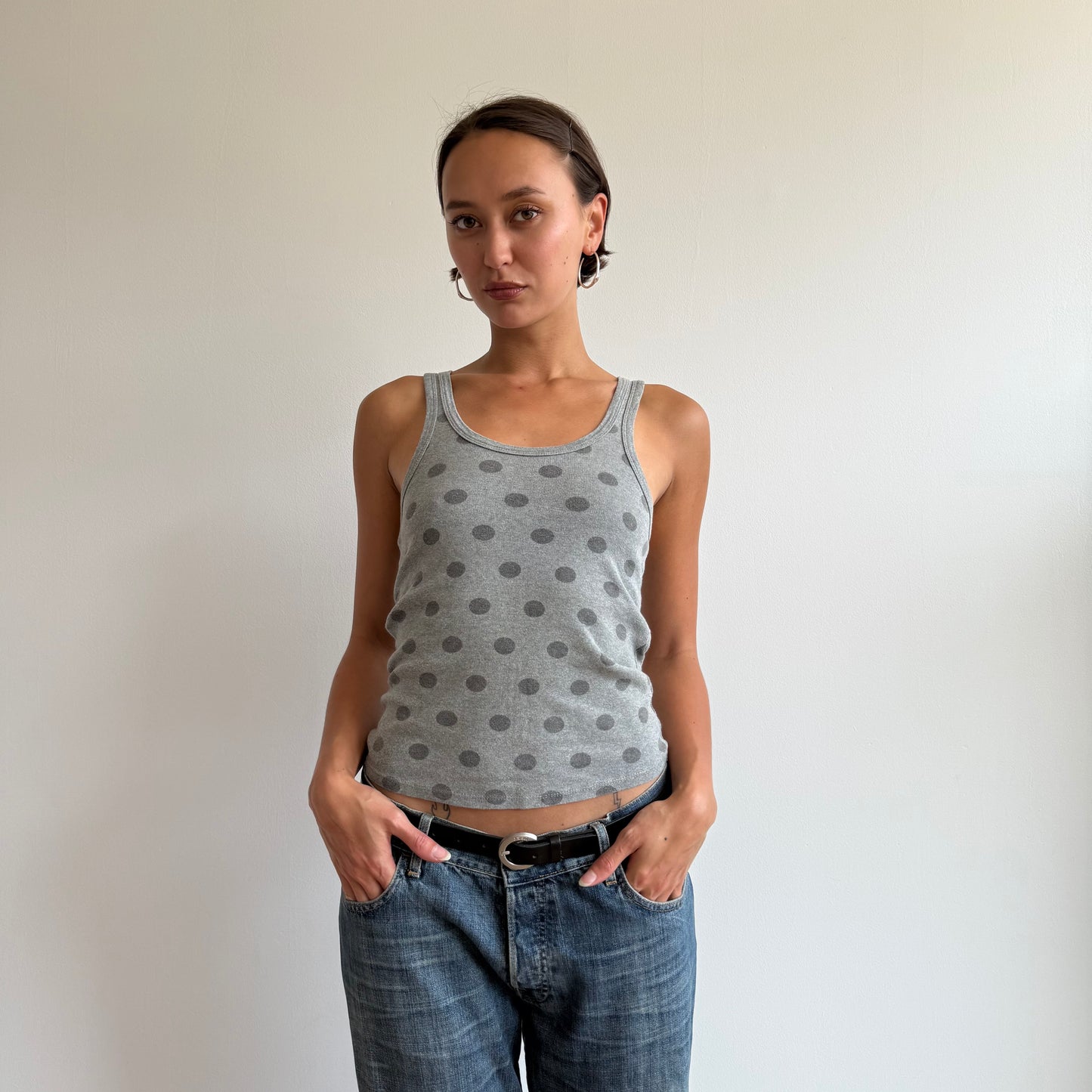 Grey polka dot tank top - Size S