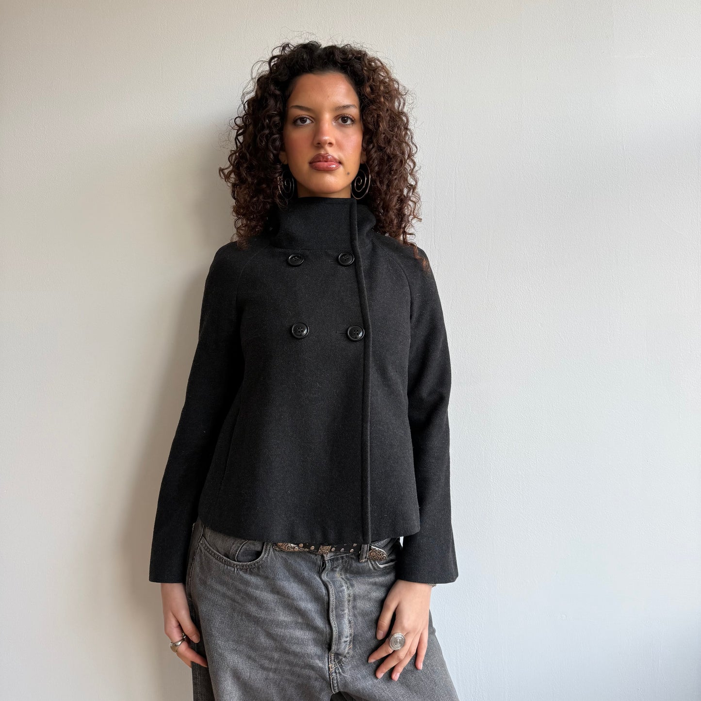 Black wool peacoat - Size S