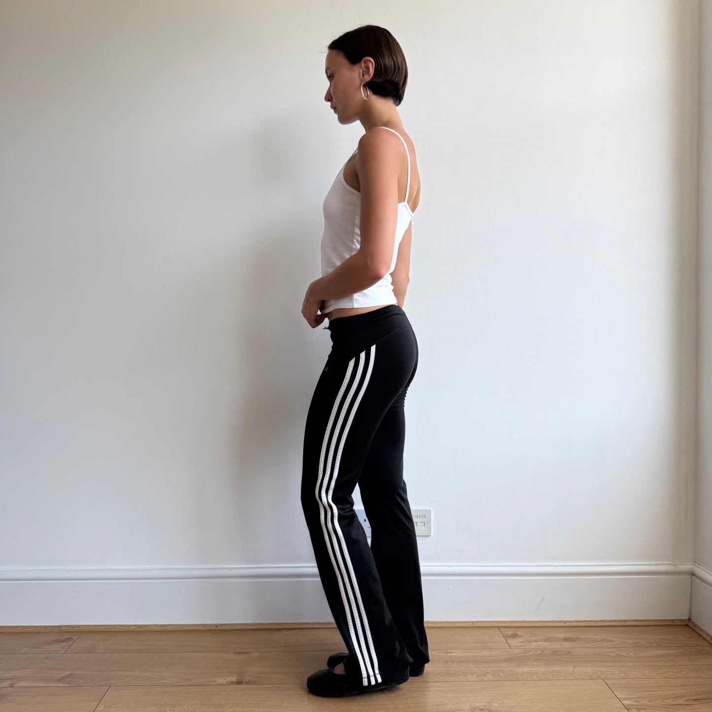 Black Adidas stripe flared yoga pants - Size XS