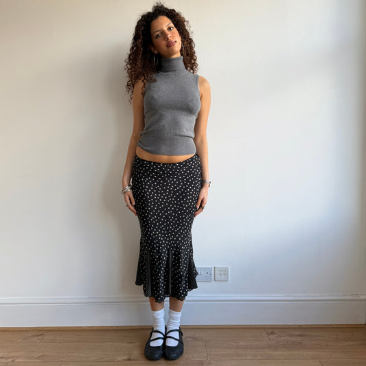 Silk polka dot midi skirt - Size S