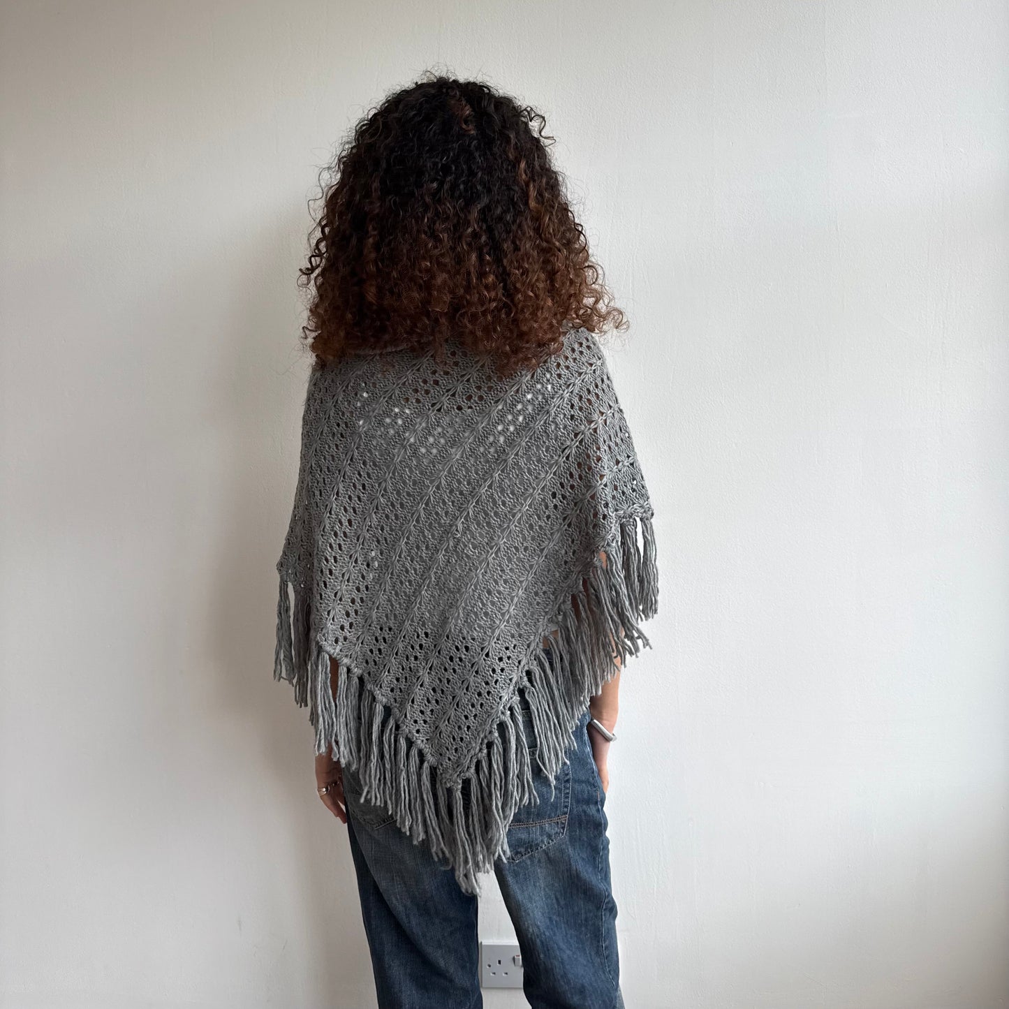 Grey roll neck poncho - Size S