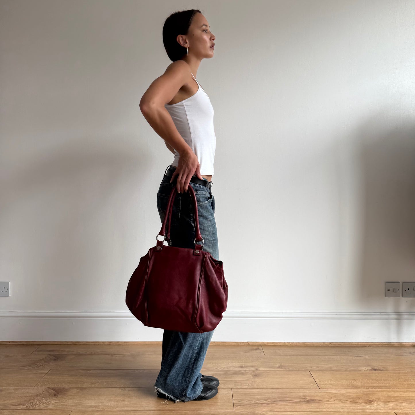 Burgundy leather handbag - One Size