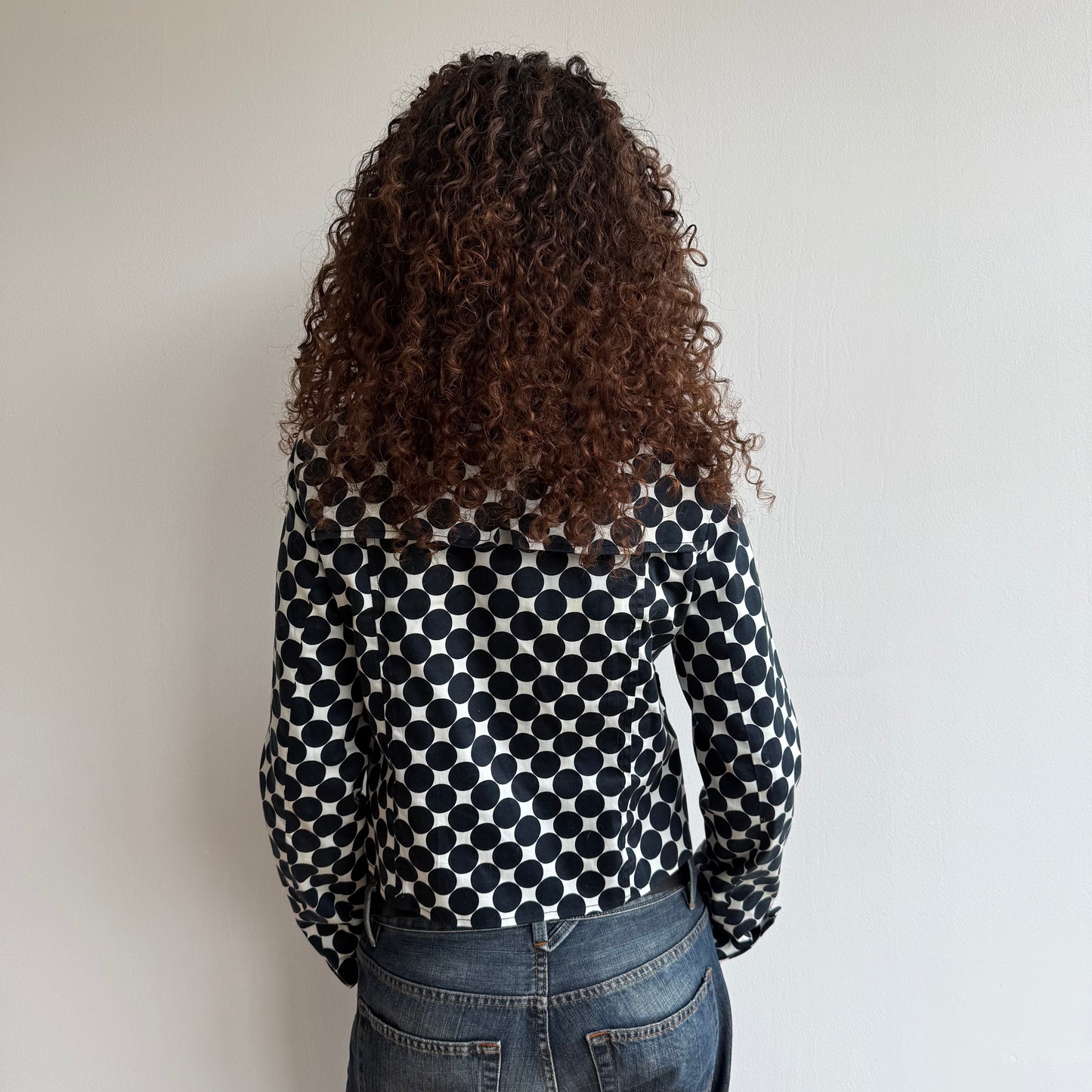 Polka dot long sleeve peacoat - Size S