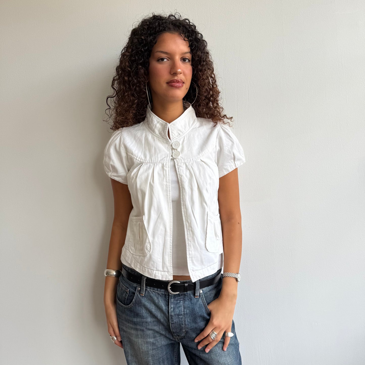 White open front peacoat - Size S
