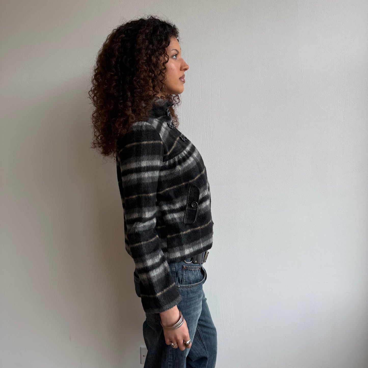 Plaid peacoat - Size S