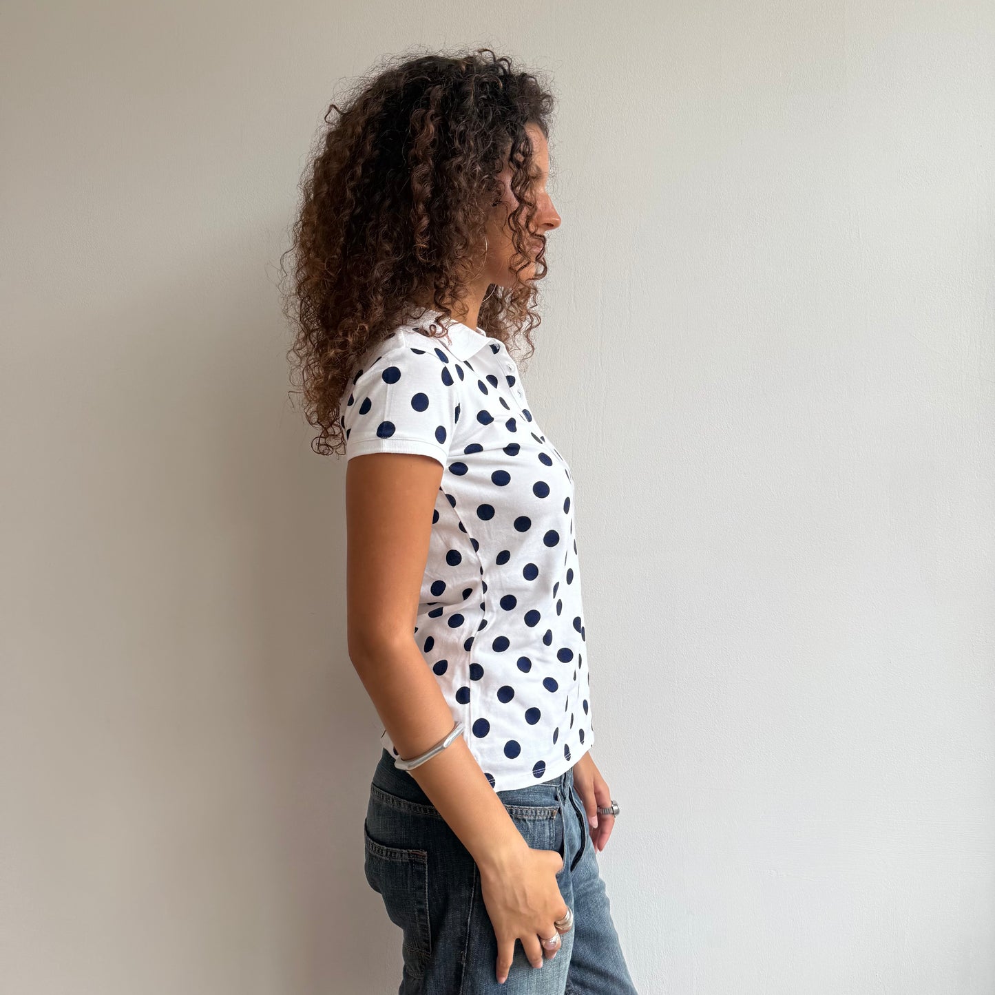 Polka dot polo top - Size M