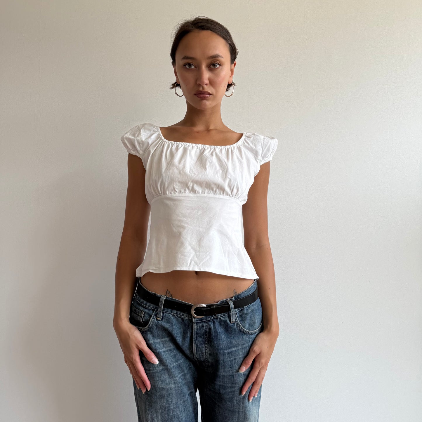 White backless milkmaid top - Size S/M