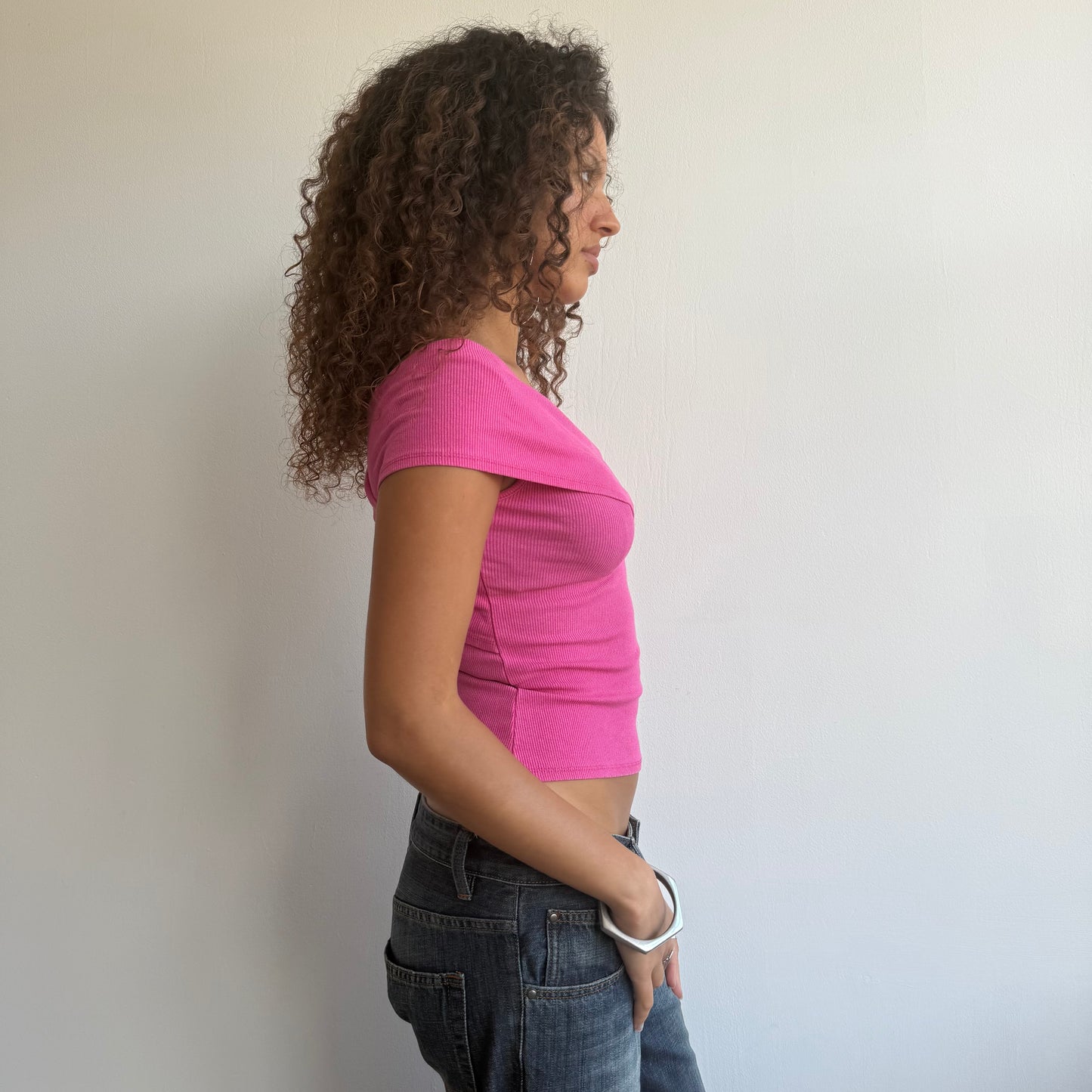 Pink wrap front top - Size S