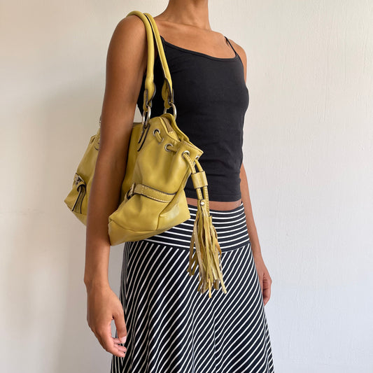 Yellow leather buckle bag