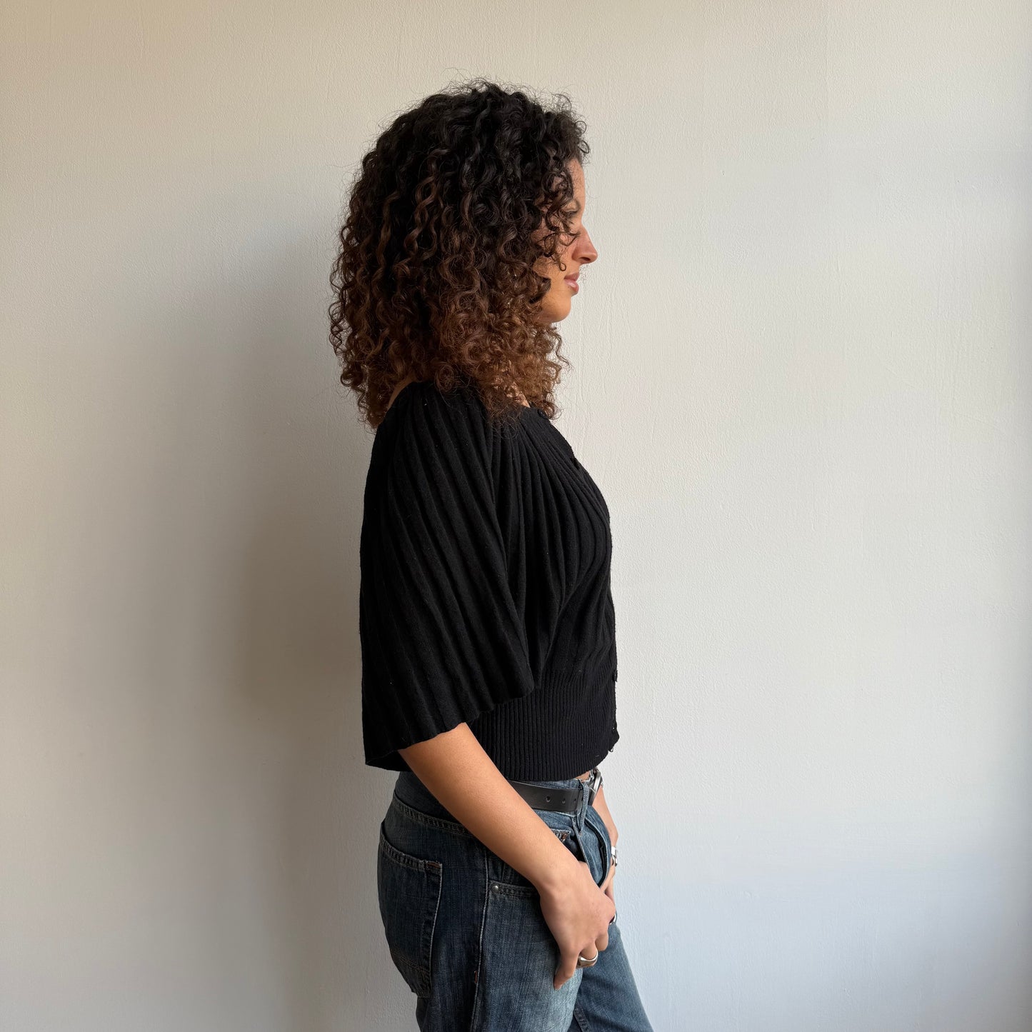 Black button batwing knit - Size M