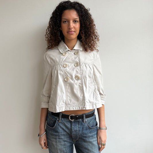 White 3/4 sleeve peacoat - Size M